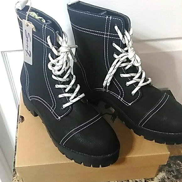 Seven7 Shoes - Seven 7 brand womens moto/combat lace up black boots. NWT & original box…